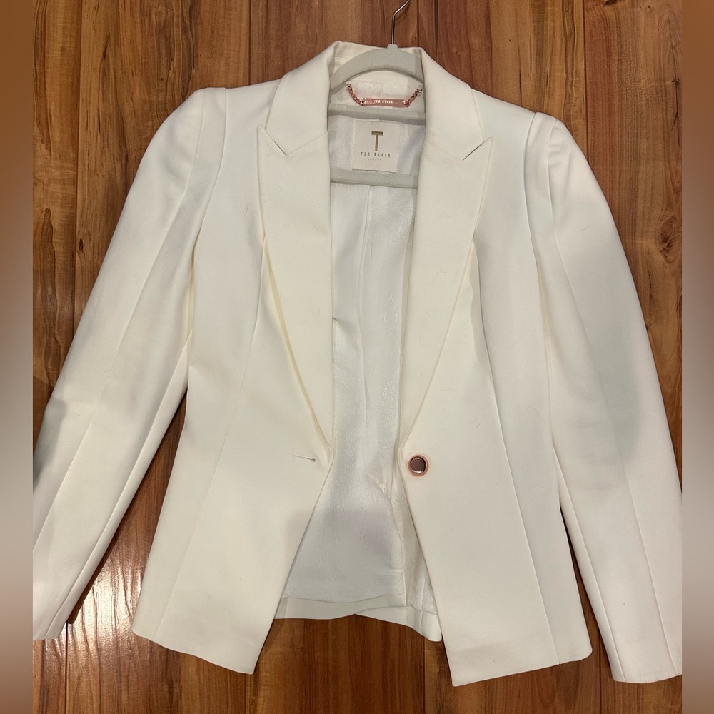 Ted baker white blazer rose gold button